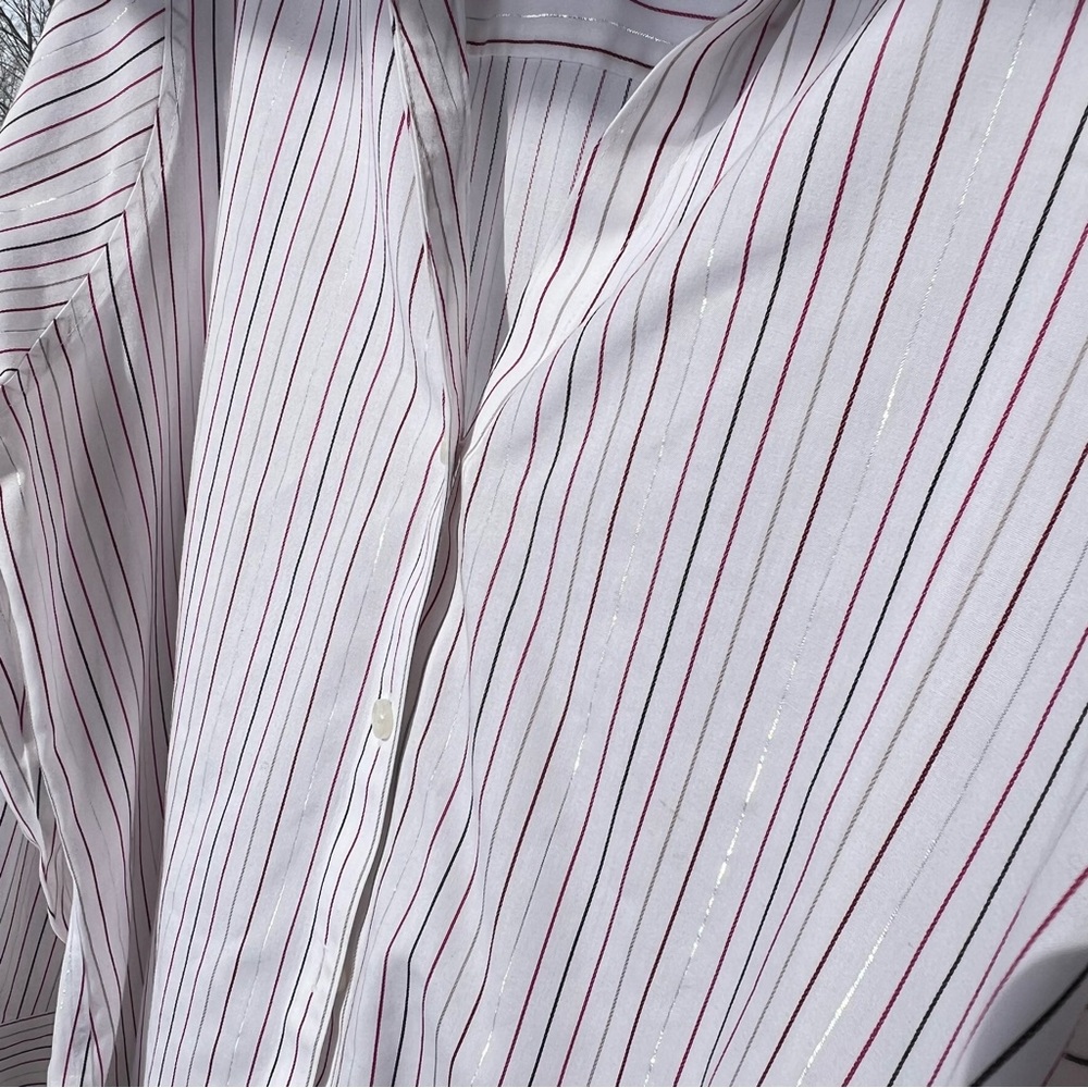 Eddie Bauer Stretch Wrinkle Resistant Striped Long Sleeve Blouse Size XL - Picture 3 of 10
